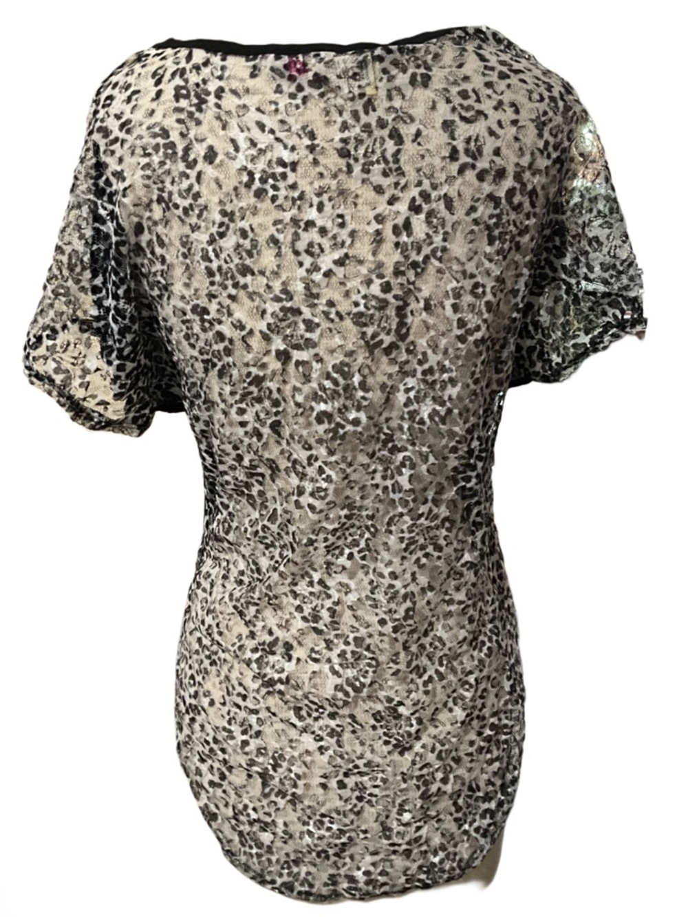 Annabelle USA Leopard Lace Blouse Women’s Size Large Sheer Overlay Leopard Print - Picture 2 of 3